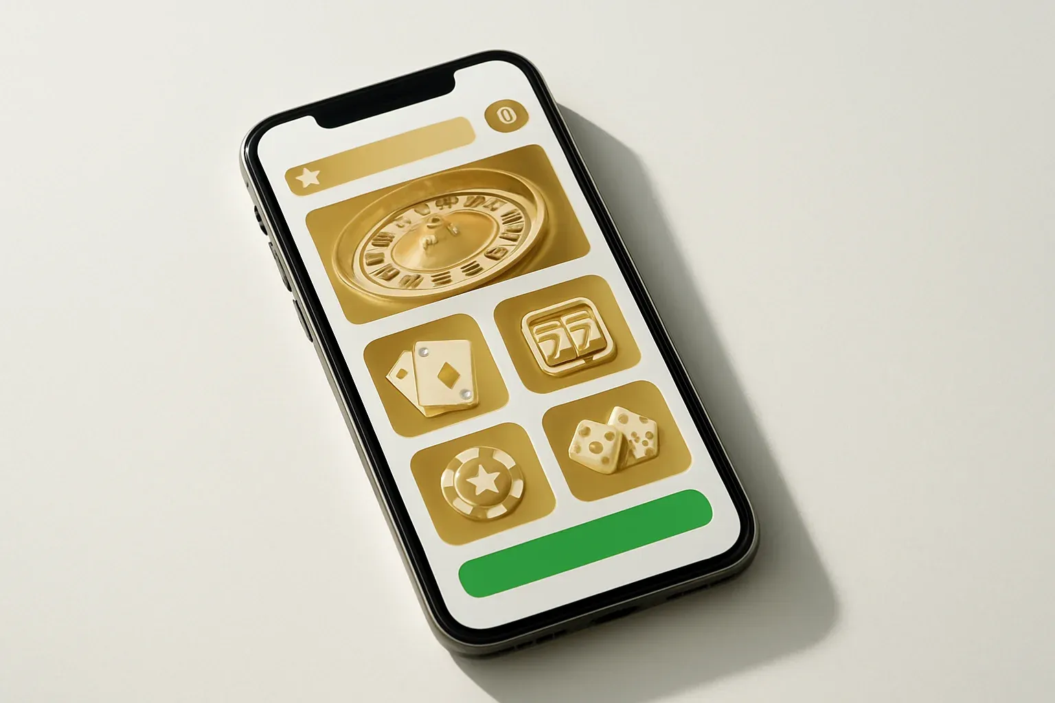 Casino App Smartphone Modern smartphone displaying sleek casino app interface with games and bonuses