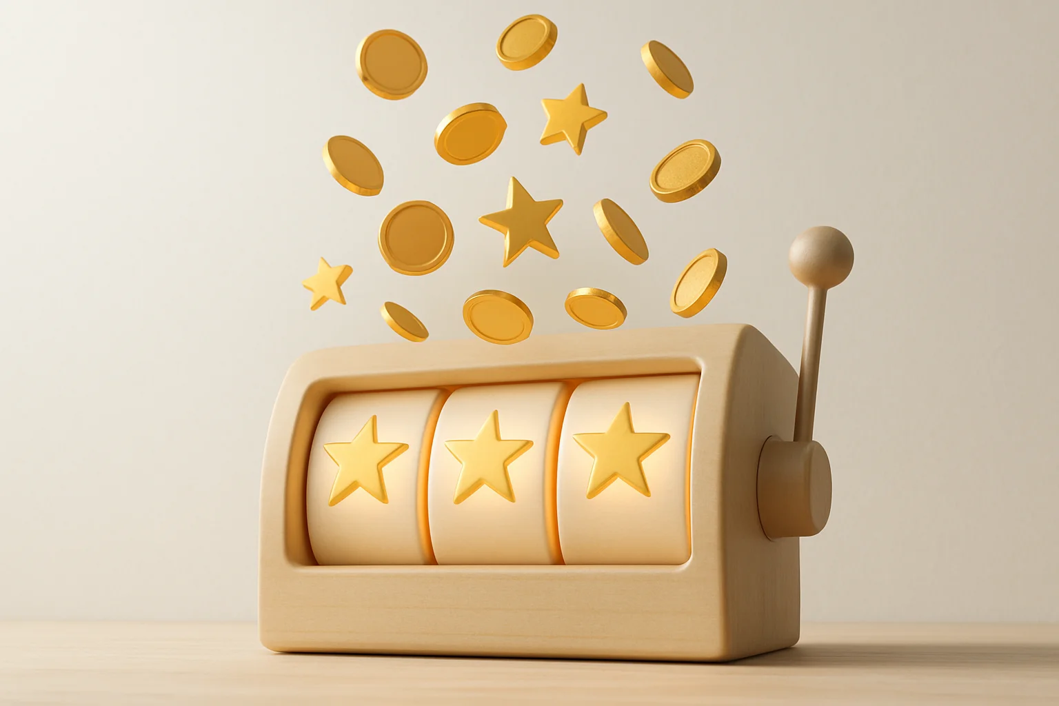 Jackpot Slot Scene Slot machine jackpot with floating coins and stars on white background