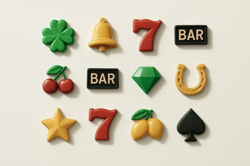 Twelve mini slot symbols arranged in a clean 4x3 grid